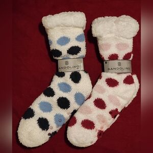 Bandolino Sherpa Lined Slipper Socks Non-Slip Woman’s Size 9-11 / 2 Pair NWT